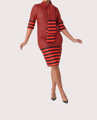 For Her Nyc - Scuba Striped Bodycon Dress