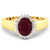 Diana M Jewels Women's Oval Natural Ruby Fashion Ring (1.60 Ct) - Classic in 14k yellow gold - women's jewelry