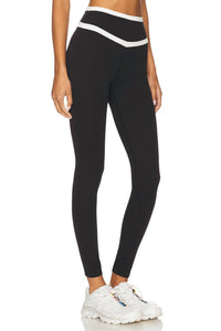 SPLITS59 Mason High Waist Rigor Full Length 28 Legging in black white - women's pants - detail view
