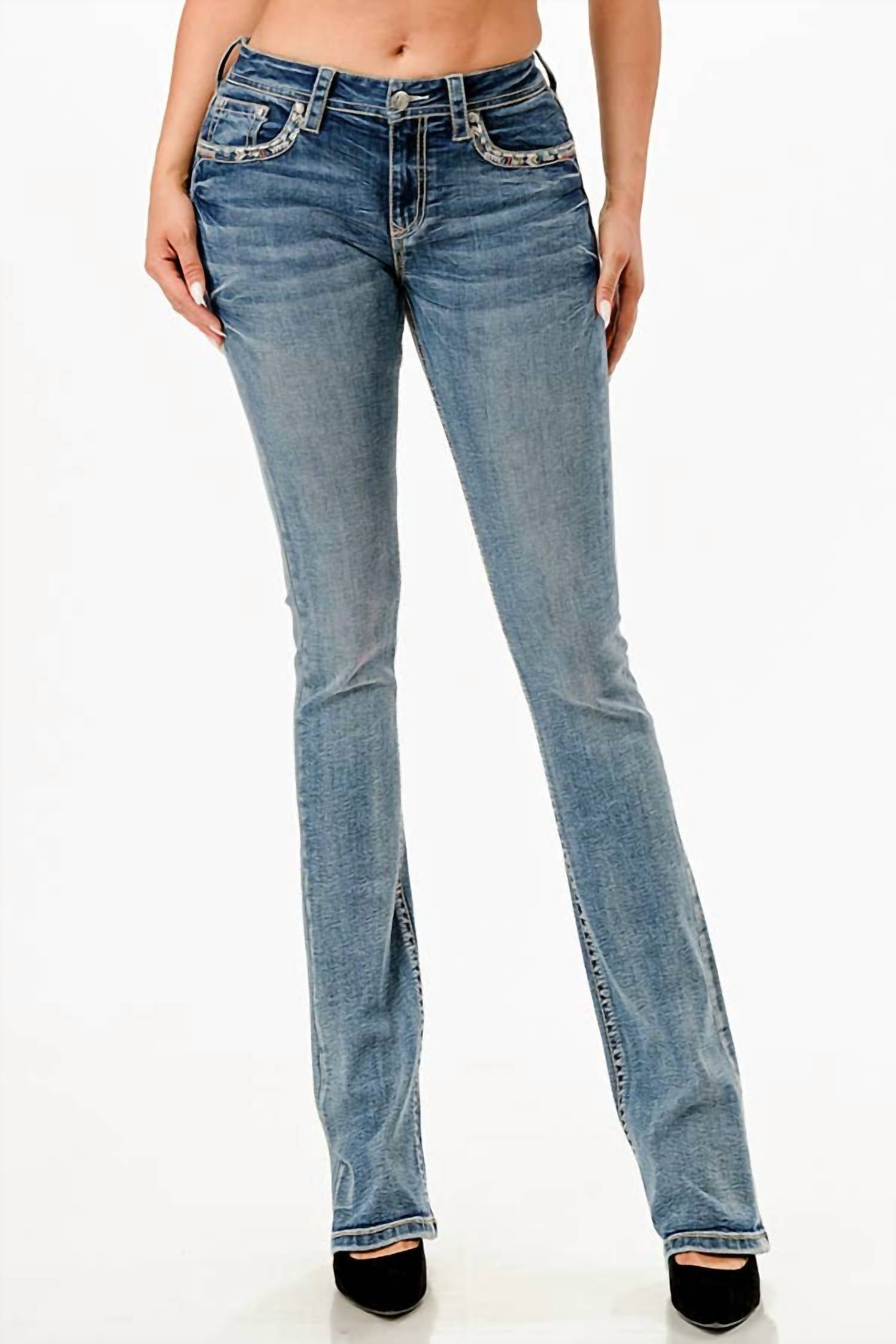 Grace In La - Modify Mid-rise Boot Cut Jeans
