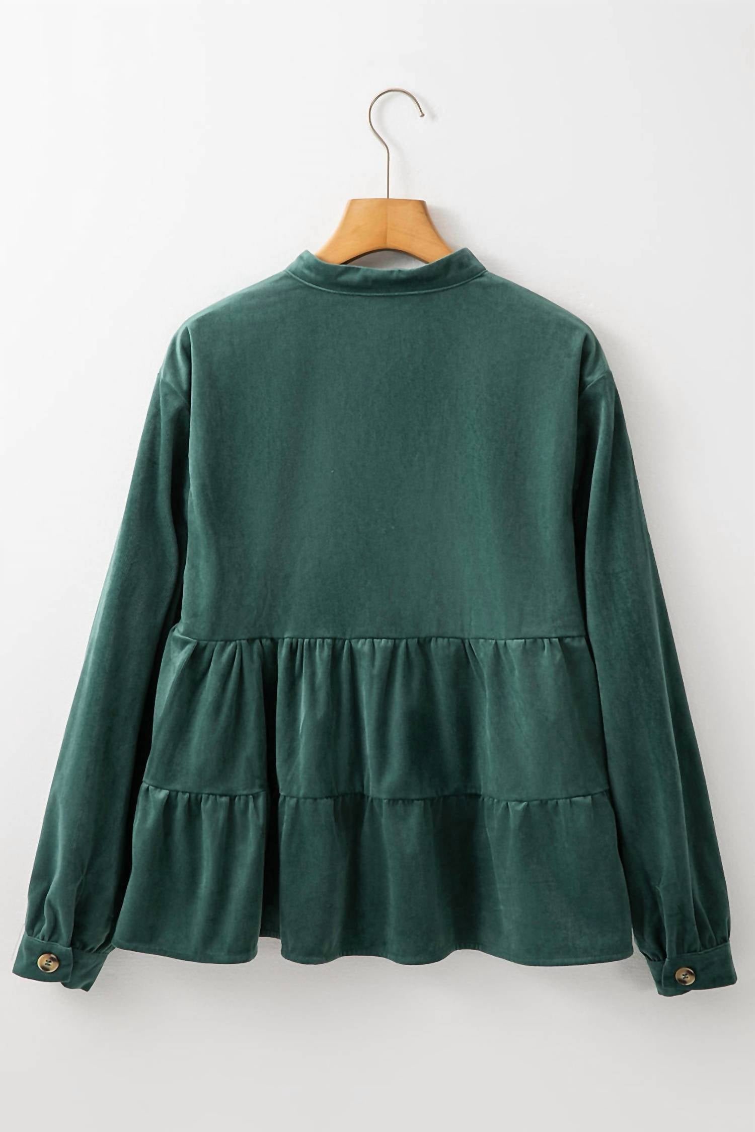 Shop Lala Loo - Corduroy Ruffled Tiered Shirt