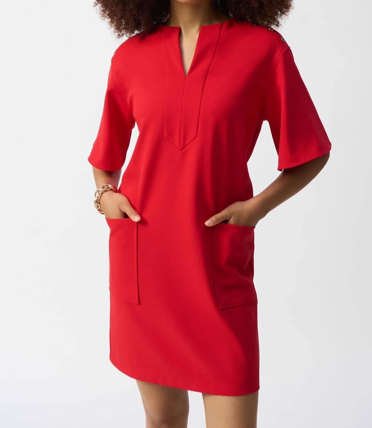 Joseph Ribkoff - Woven Short Sleeve Straight Dress