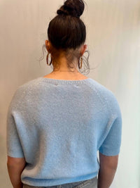 Scandal Italy - Fuzzy Knit Alpaca Blend V-neck Tee Top