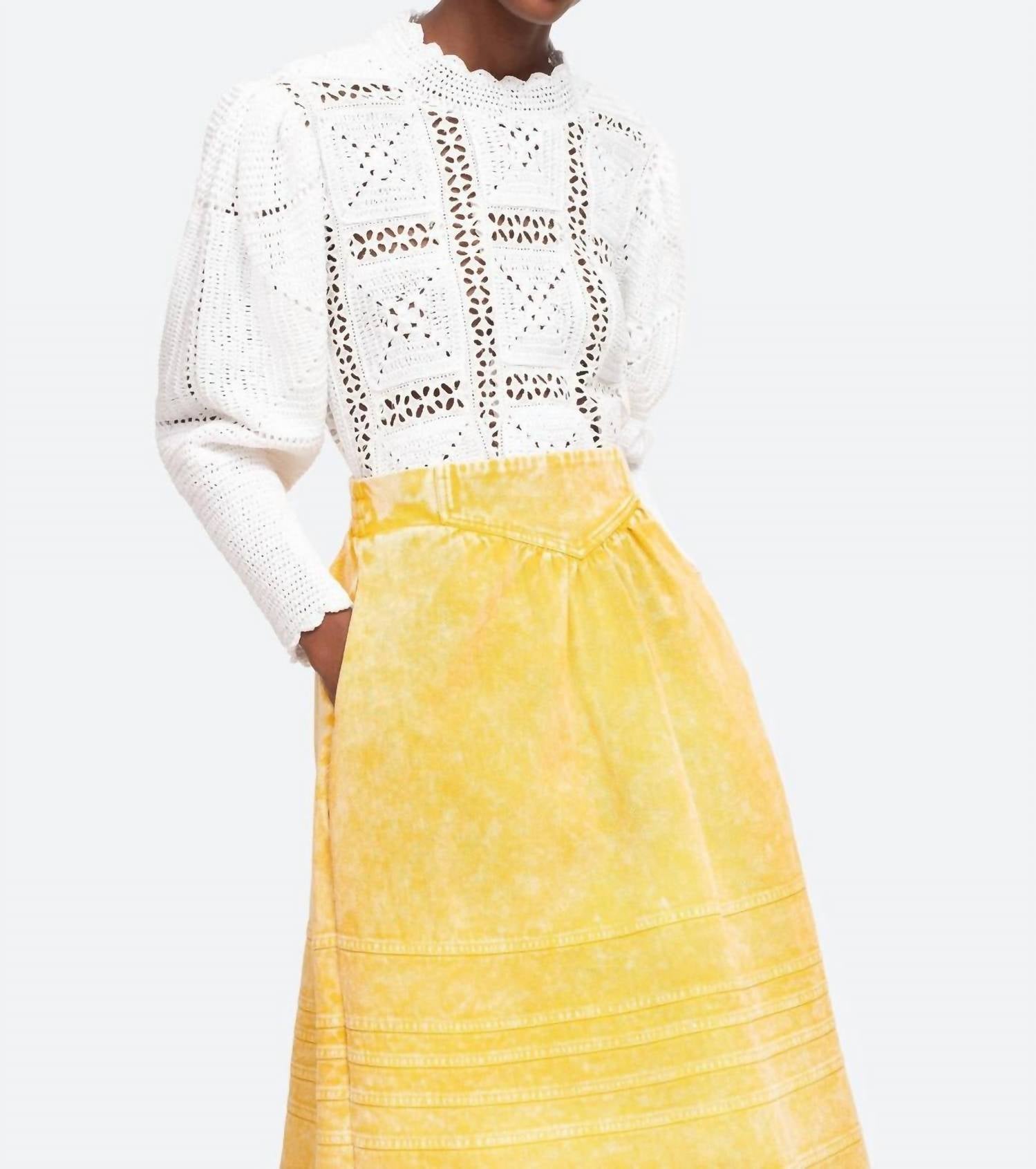 Sea - Corinne Crochet Long Sleeve Sweater