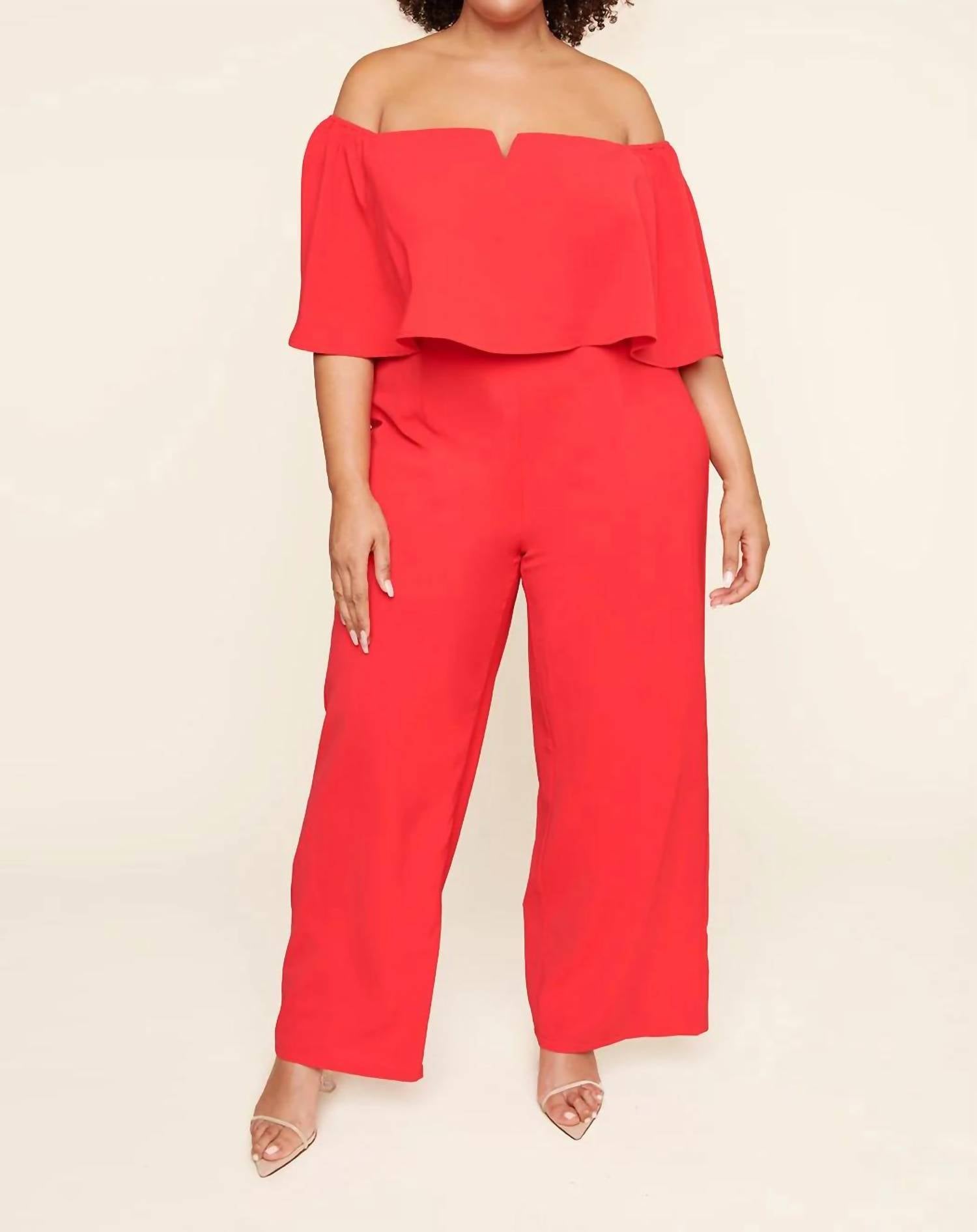 Sugarlips - Plus Bailamos Off the Shoulder Jumpsuit Curve