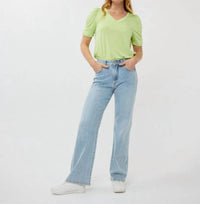 Esqualo - Puff Sleeve V Neck Modal Tee