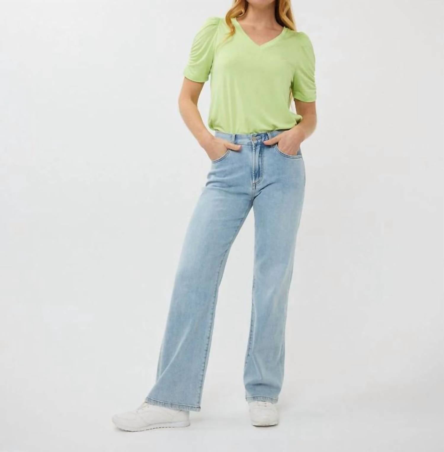 Esqualo - Puff Sleeve V Neck Modal Tee
