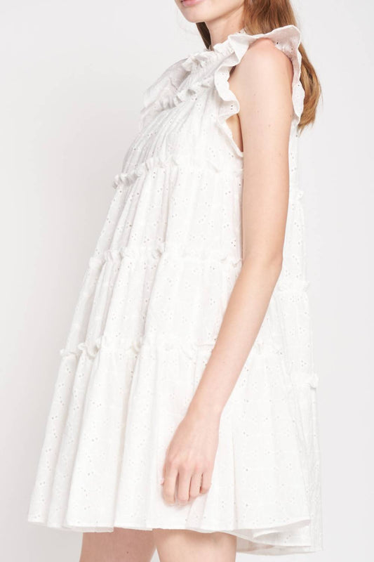 En Saison - Kiko Eyelet Tiered Mini Dress