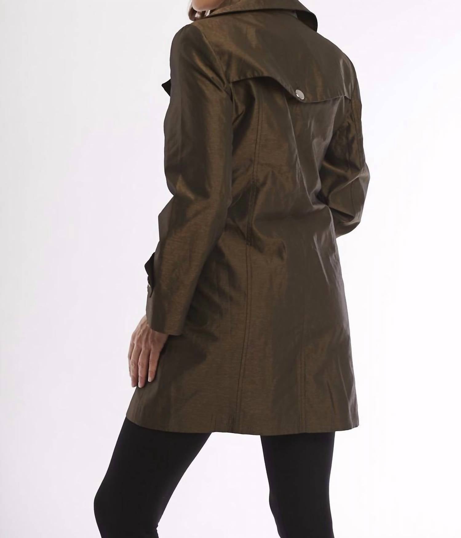 METALLIC DOUBLE BREASTED RAIN JACKET