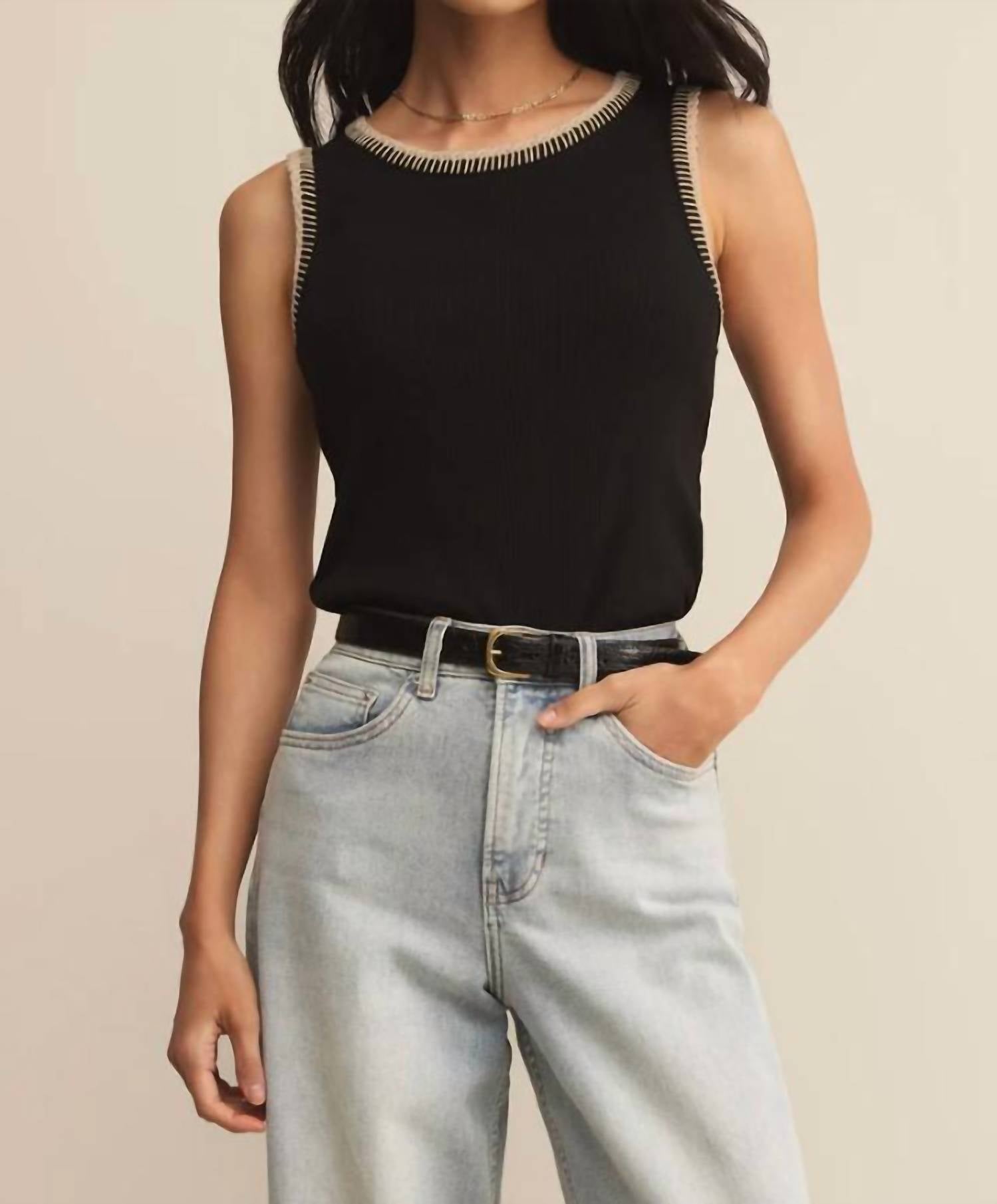 Z Supply Social Whipstitch Tank Top in black - women's tank top