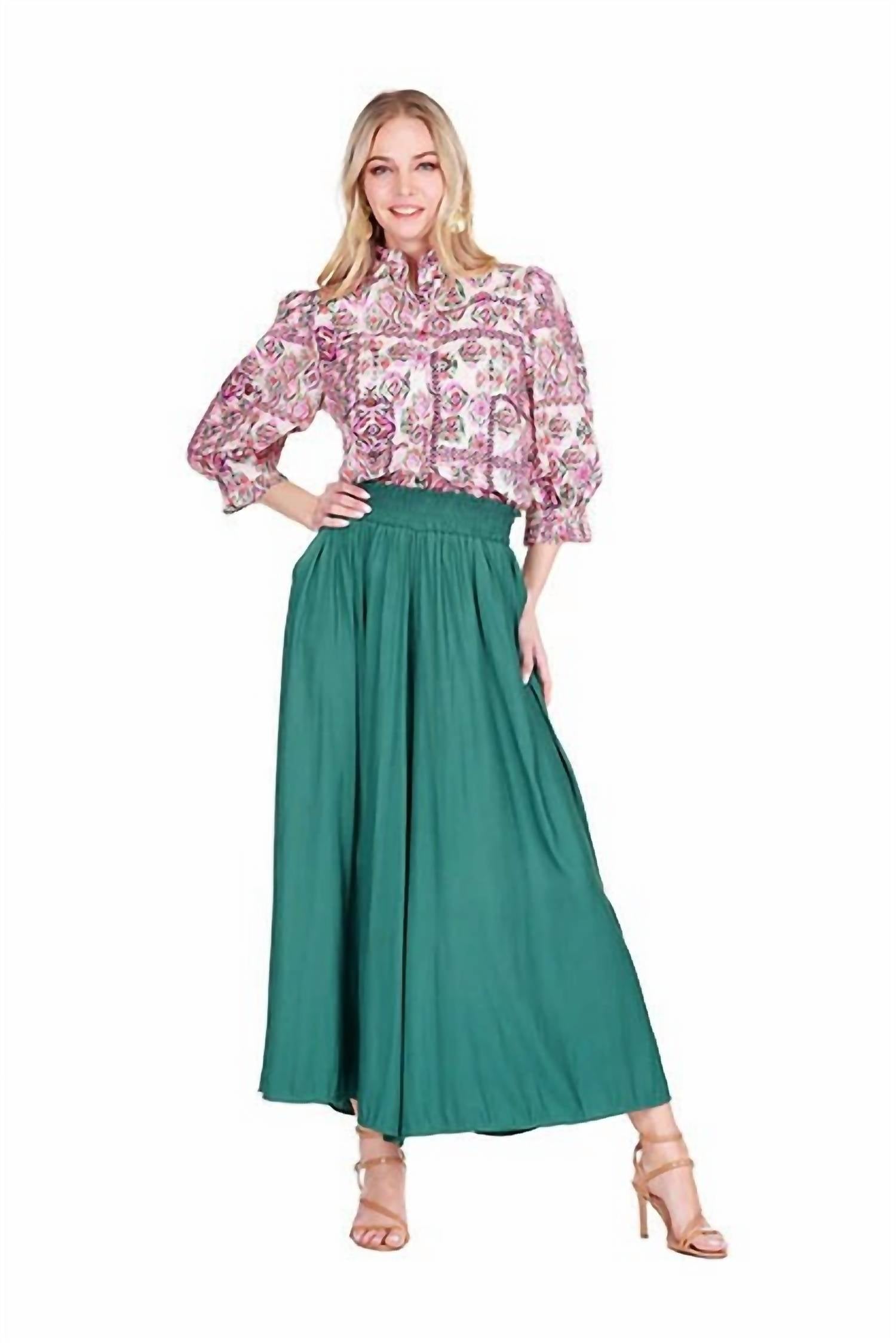 Joy Joy Woven Tapestry Ruffles Neck Blouse in floral - women's blouse - alternate view