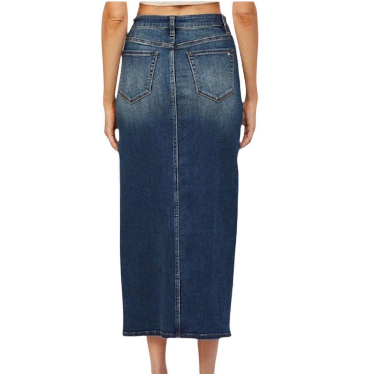 Mica Denim - Rafferty With Front Slit Midi Skirt - Plus