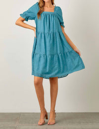 Baevely By Wellmade - Keaton Floral Burnout Tiered Dress
