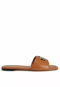 TORY BURCH Women's Eleanor Leather Slides in caramel - women's sandal