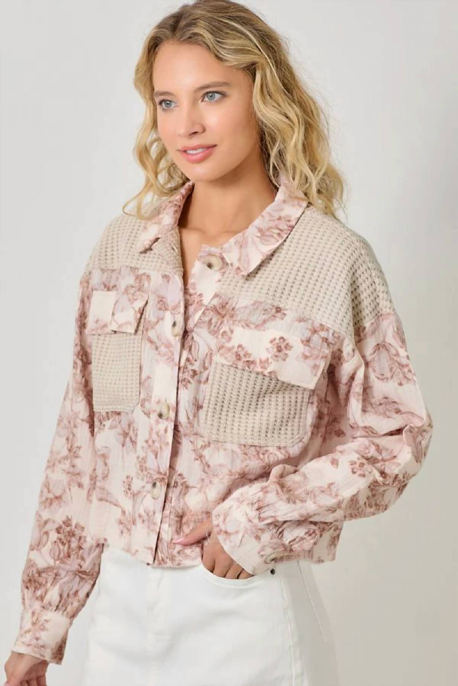 Mystree - Mixed Media Floral Jacket