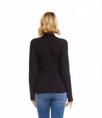 Karen Kane - Lyra Long Sleeve Embellished Drape Front Crossover Top