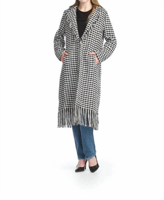 Papillon - Textured Houndstooth Jacket With Fringe