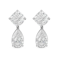 Diana M Jewels - Women's Cushion & Pear Lab-grown Diamond Stud Earrings (12.00 Tcw) - Luxe