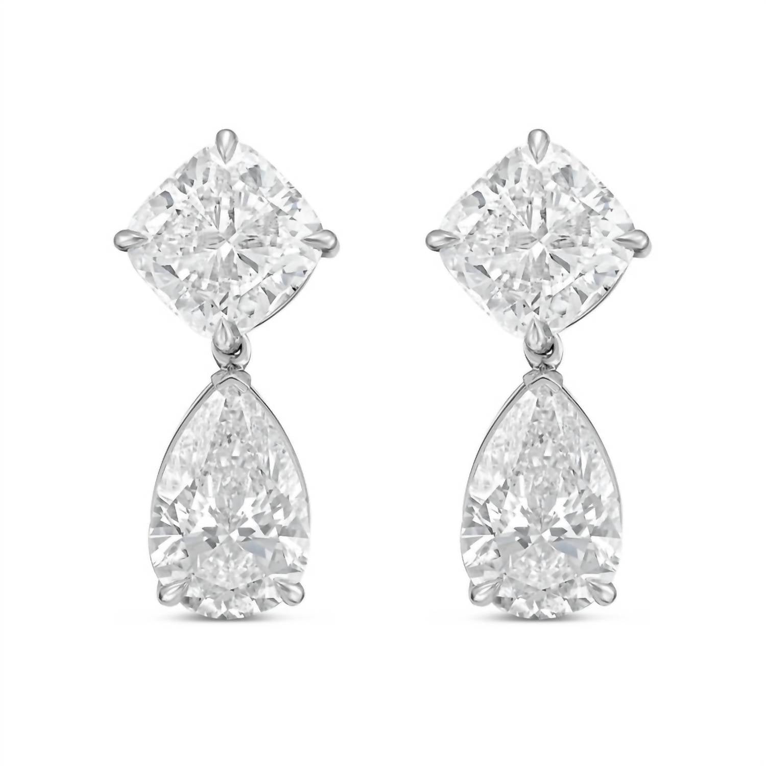 Diana M Jewels - Women's Cushion & Pear Lab-grown Diamond Stud Earrings (12.00 Tcw) - Luxe