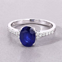 Diana M Jewels Women's Oval Natural Sapphire Fashion Ring (2.24 Ct) - Classic Plus in 18k white gold - women's jewelry - detail view