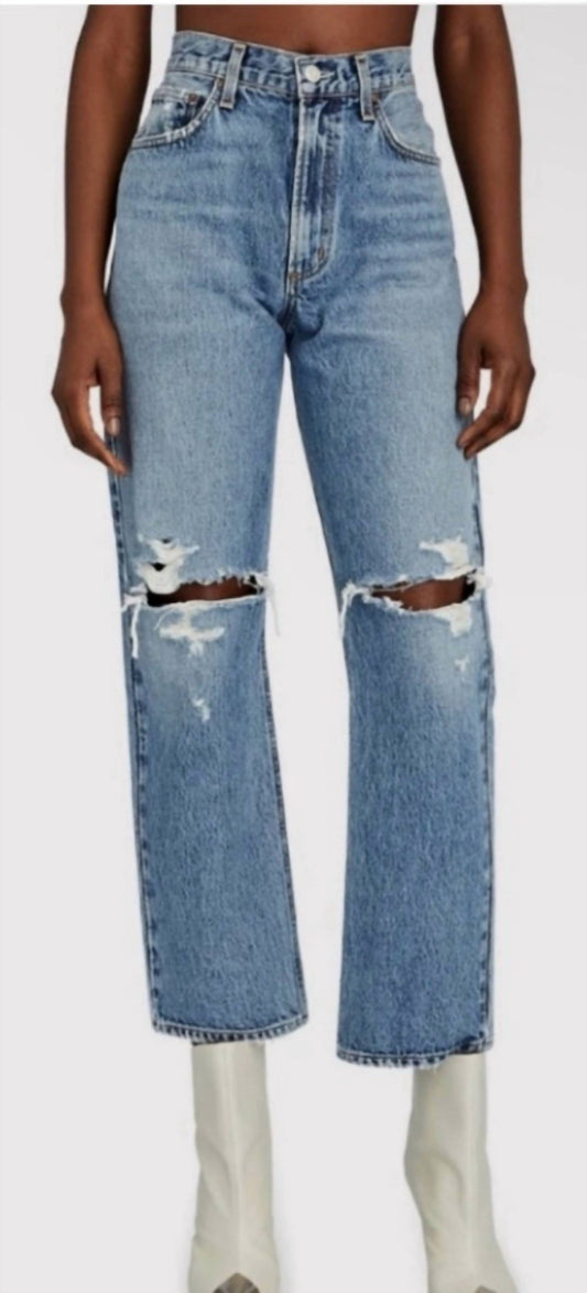 Agolde - Mia Mid Rise Straight Distressed Jeans
