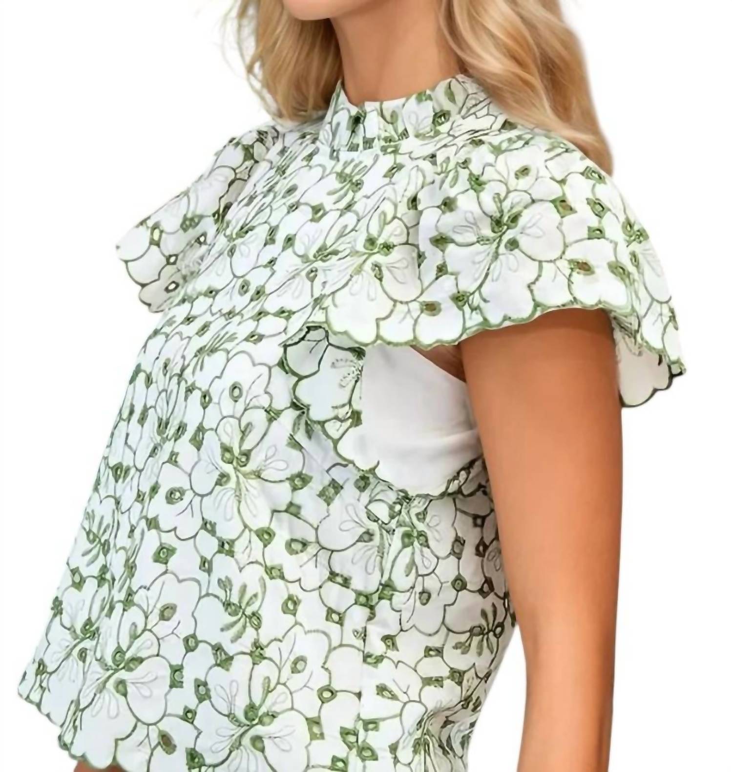 Glam - Chelsea Embroidered Eyelet Blouse & Short Set