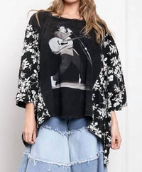 Blue Velvet - Floral Sleeve Poncho Top