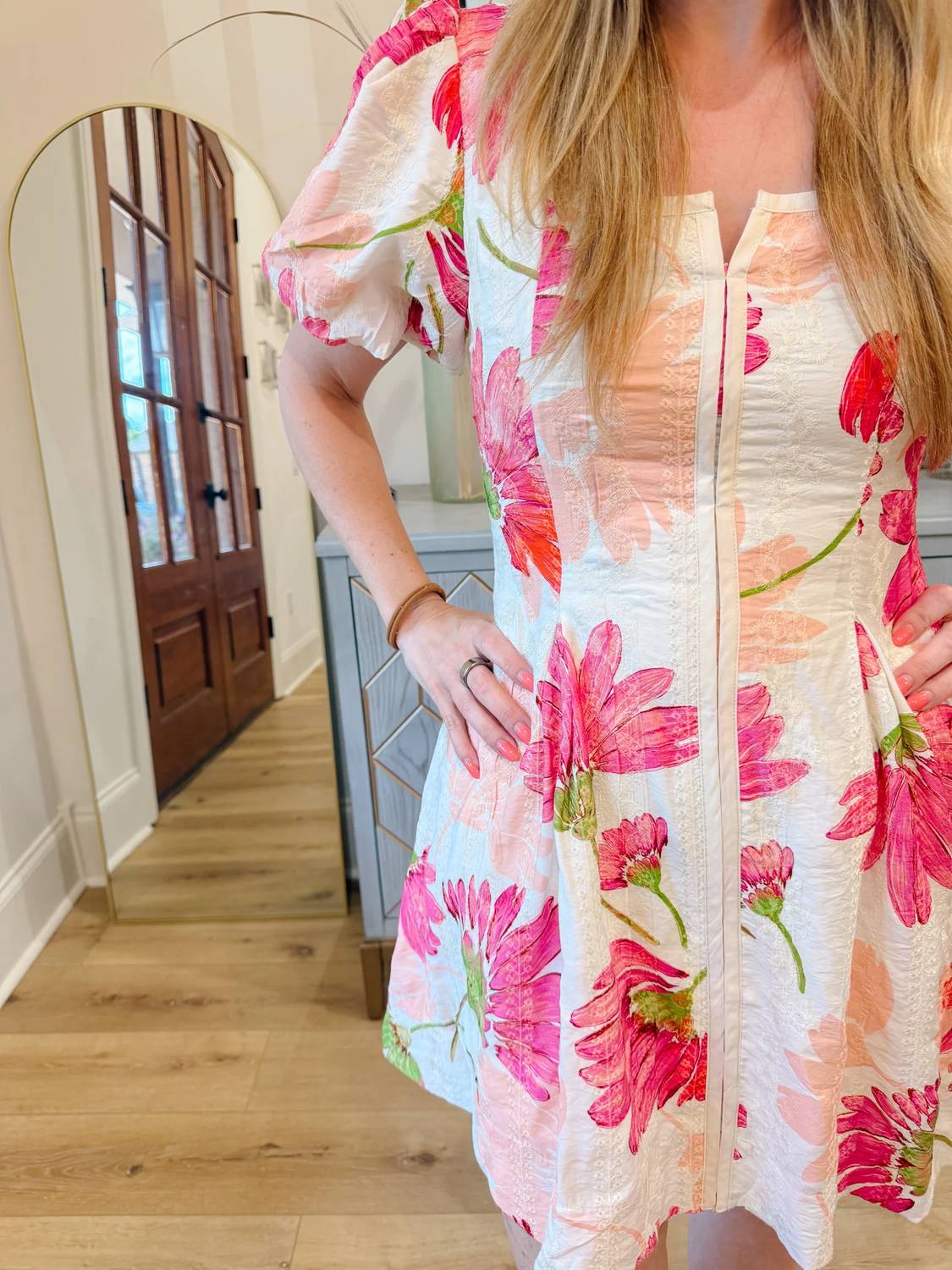 Tcec - Floral Print Flare Skirt Mini Dress