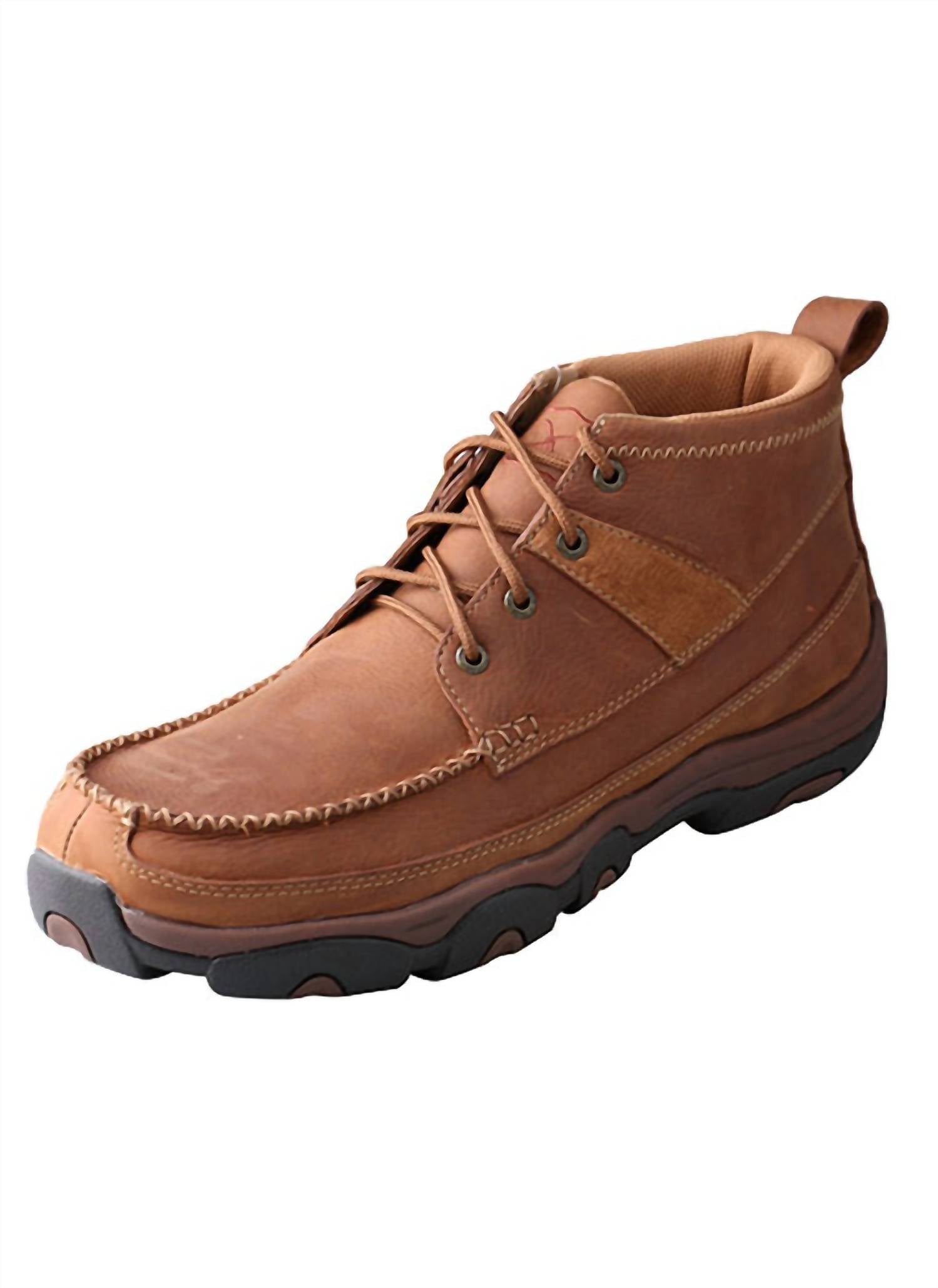 TWISTED X Men's Driving Moc Hiker Shoes in brown - men's boots - detail view