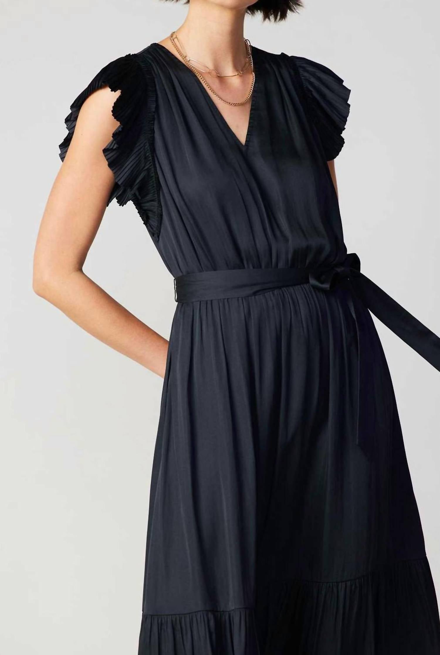 Current Air - Scarlett Satin Flutter Sleeve Dress