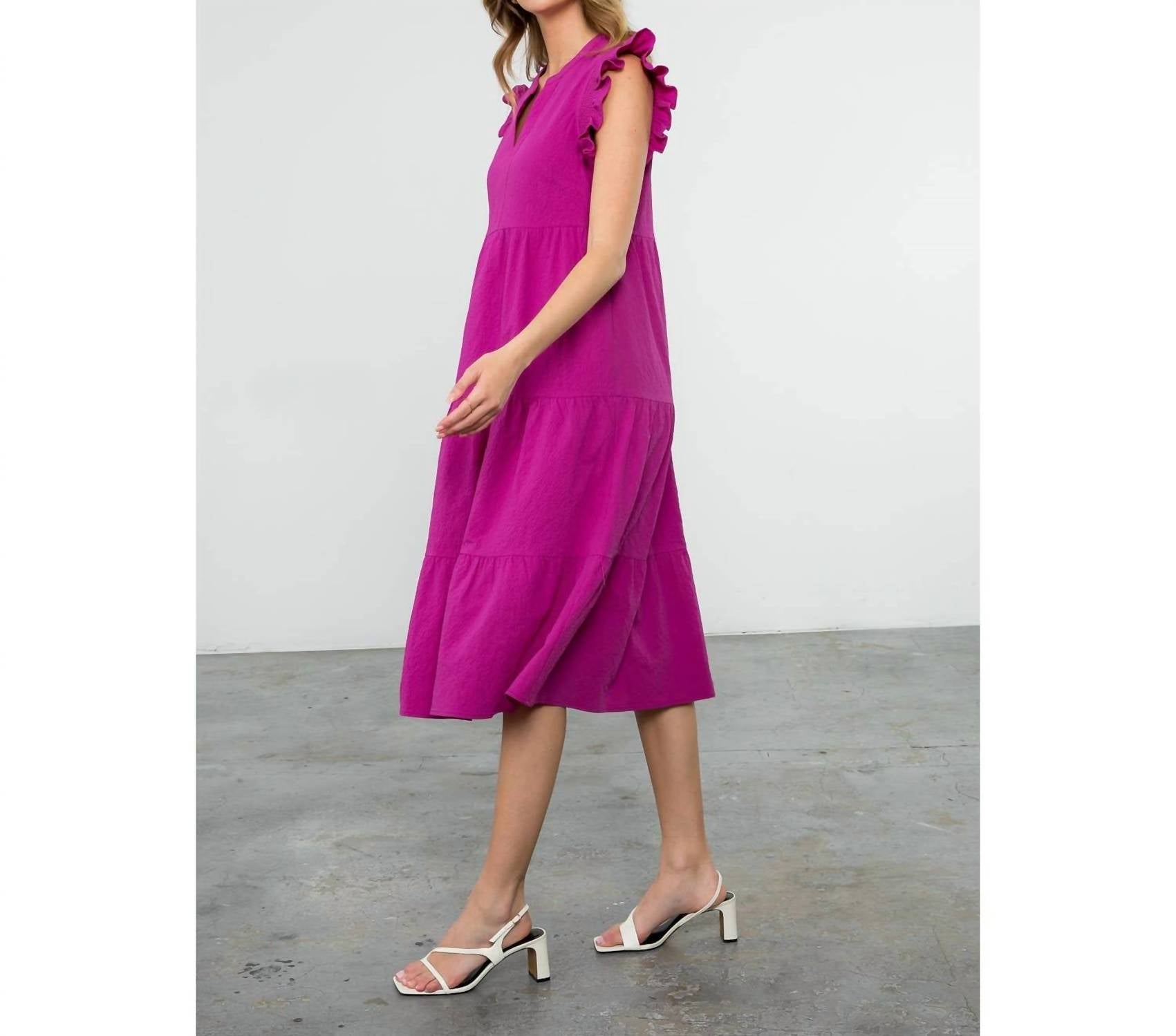 Thml - Ruffle Sleeve Tiered Midi Dress