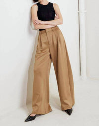 FLYING TOMATO Solid Woven Pant in camel - women's pants - alternate view