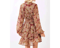 Mittoshop - BOHO PAISLEY PRINT SMOCKED WAIST RUFFLE MINI DRESS