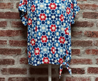 Multiples - Patriotic Short Sleeve Tie Waist Top