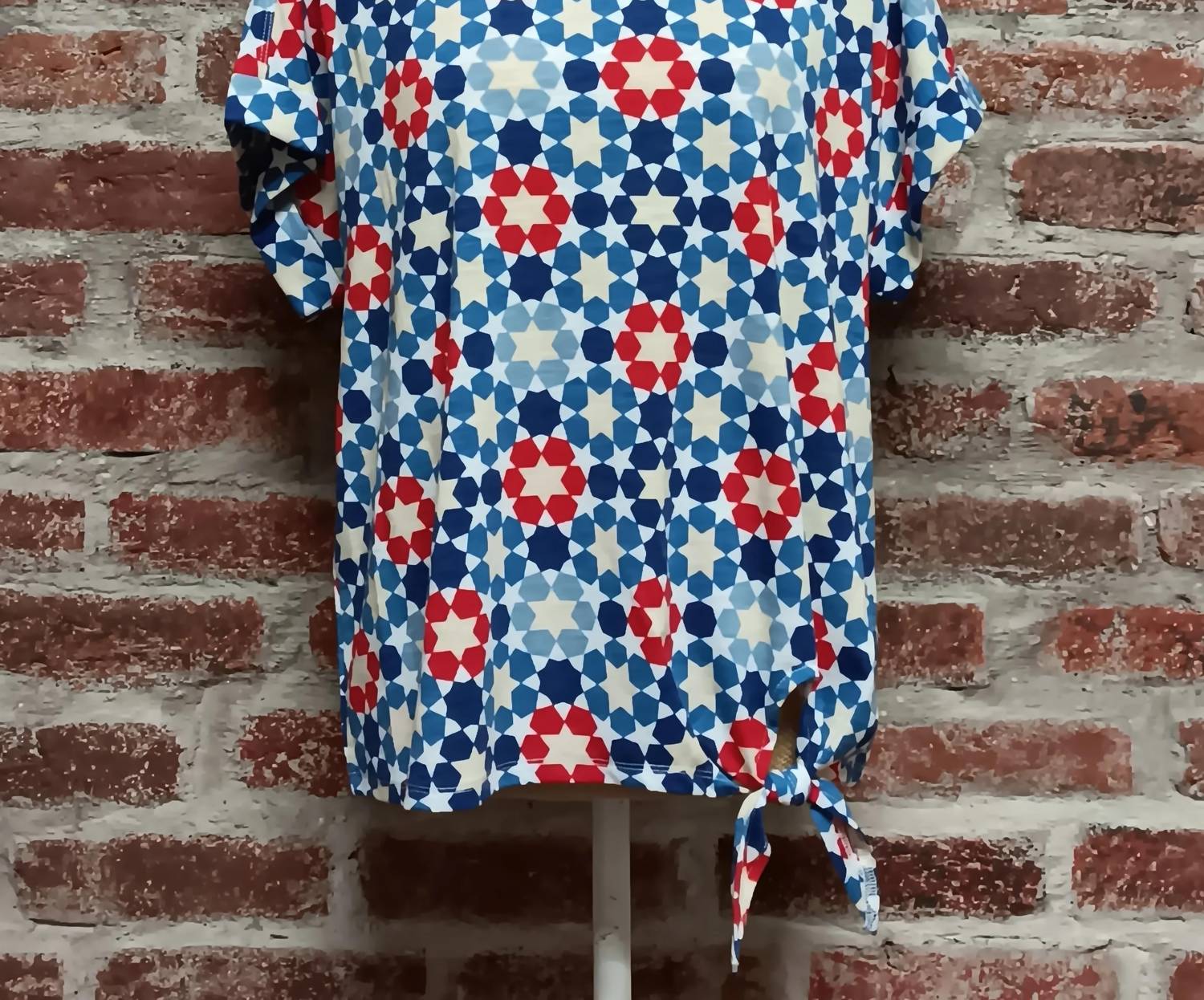 Multiples - Patriotic Short Sleeve Tie Waist Top