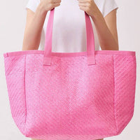 3Am By H&D Accessories - Women's Nautical Stripe Paper Straw Tote Bag