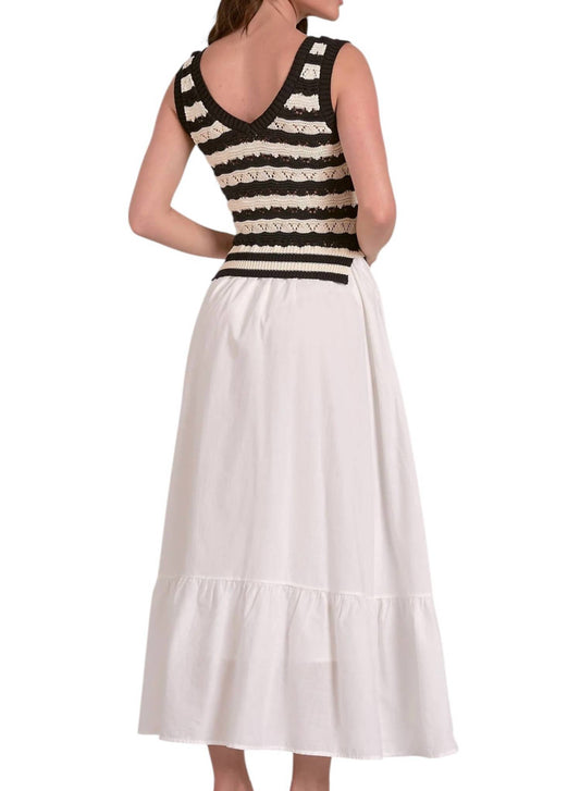 Elan - Sleeveless V-neck Midi Dress Combo