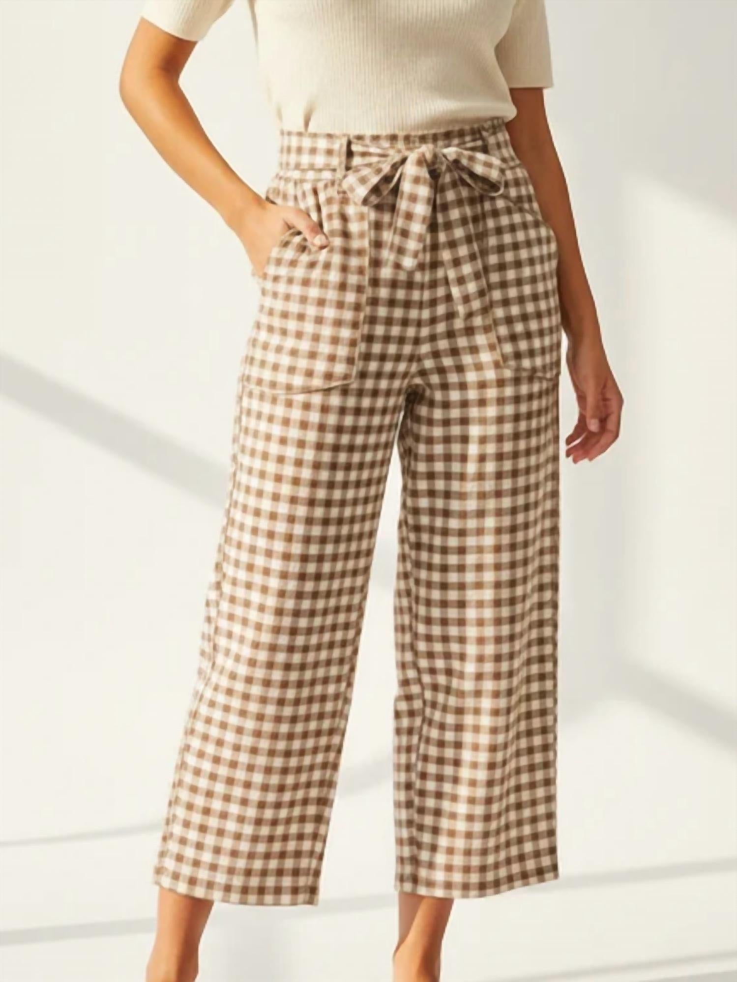 Anniewear - Soft Brushed Check Barrel Fit Utility Knit Pants