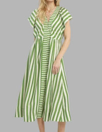 Umgee - Striped Button-front Midi Dress