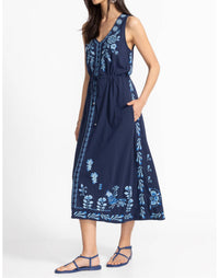 Johnny Was - V-neck Drawstring Knit Dress-yadira