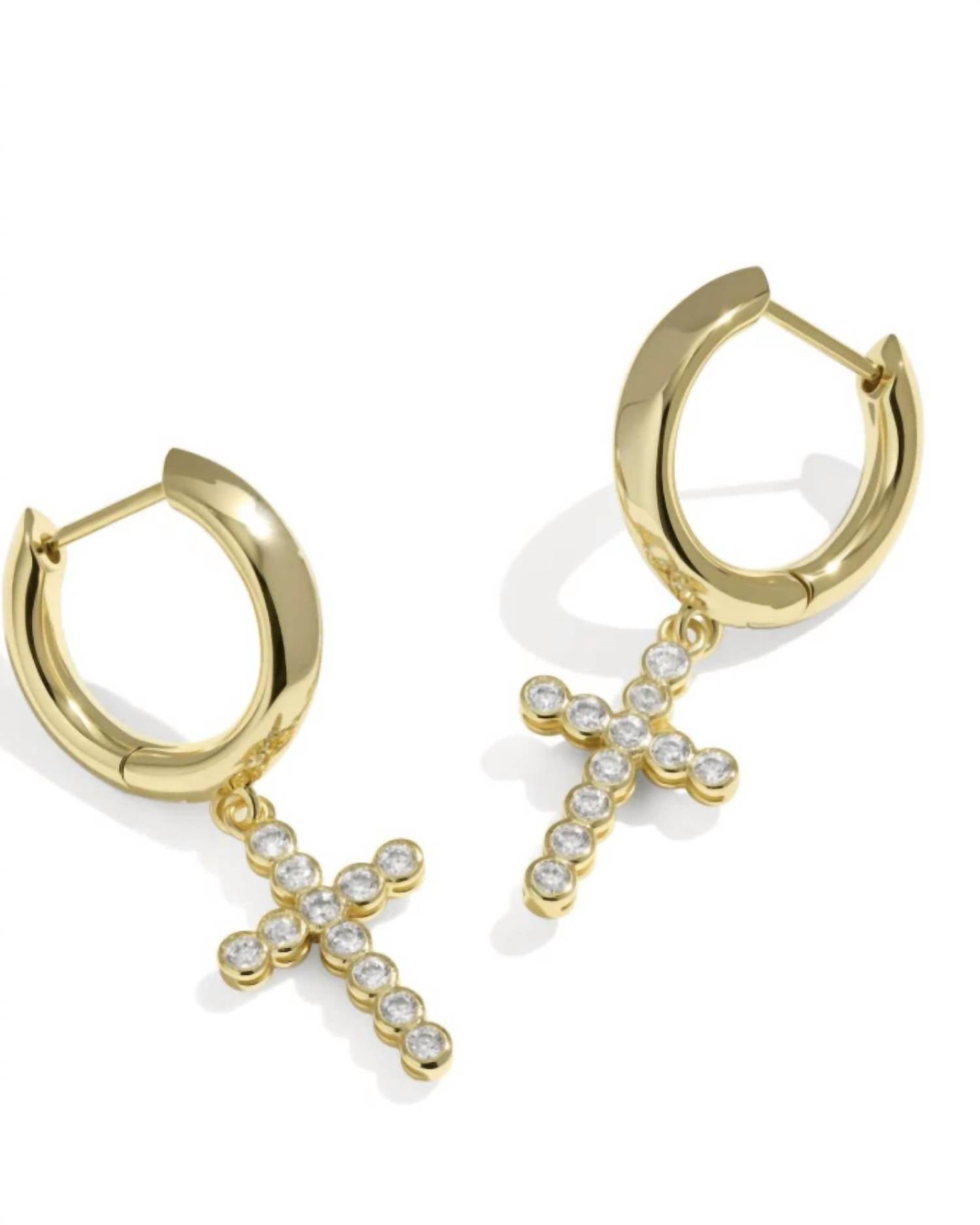 Kendra Scott - Women's Cross Crystal Huggie Earrings