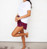Sundry ALOHA FLORAL SHORTS in navy scarlet - women's shorts - alternate view