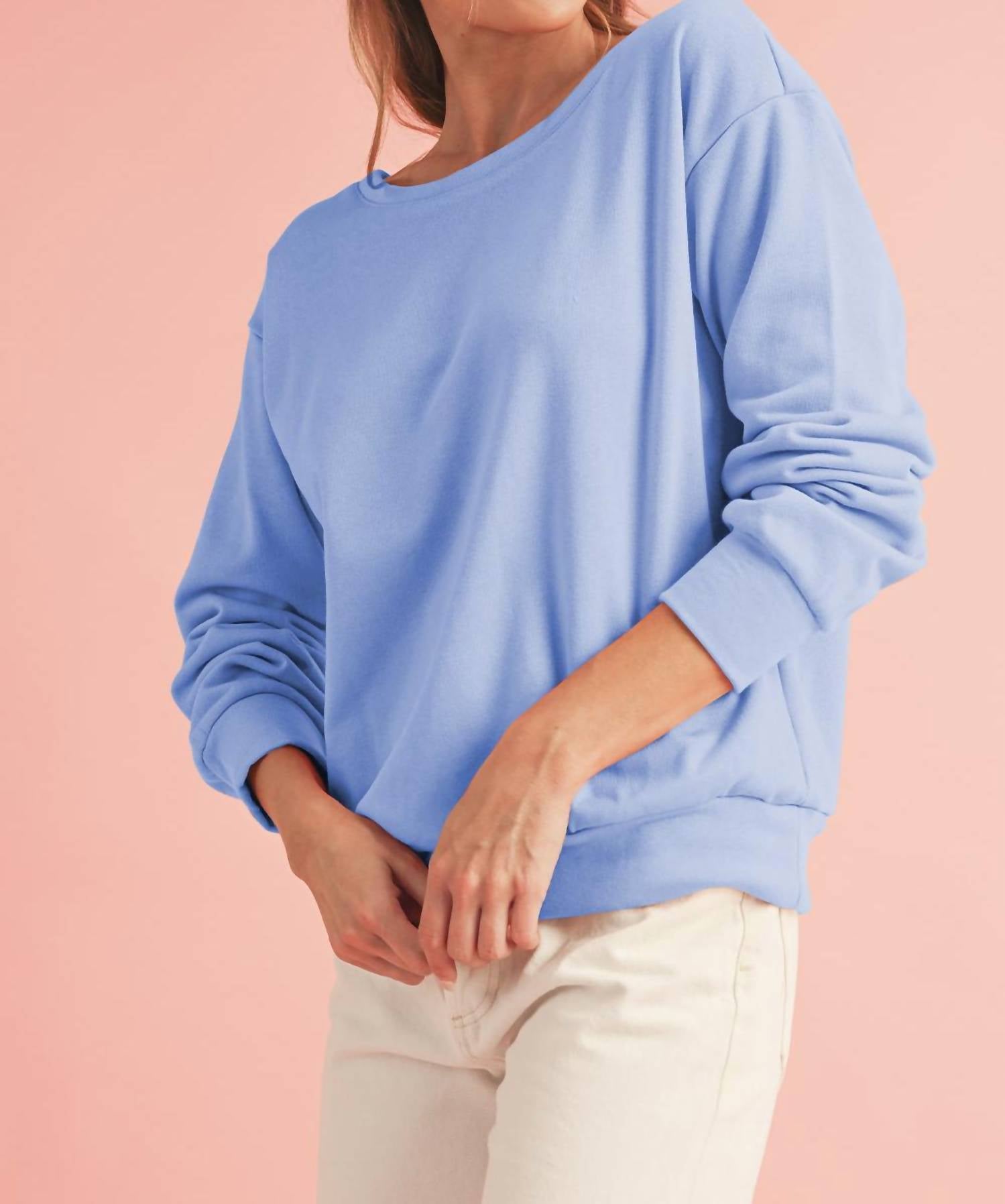 Shewin - Bowknot Round Neck Sweatshirt