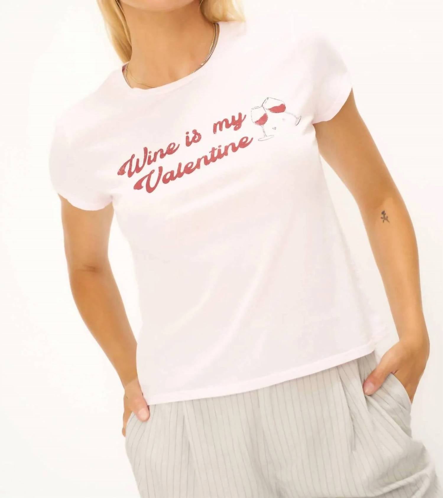 Project Social T - Women's Wine Is My Valentine Graphic Top