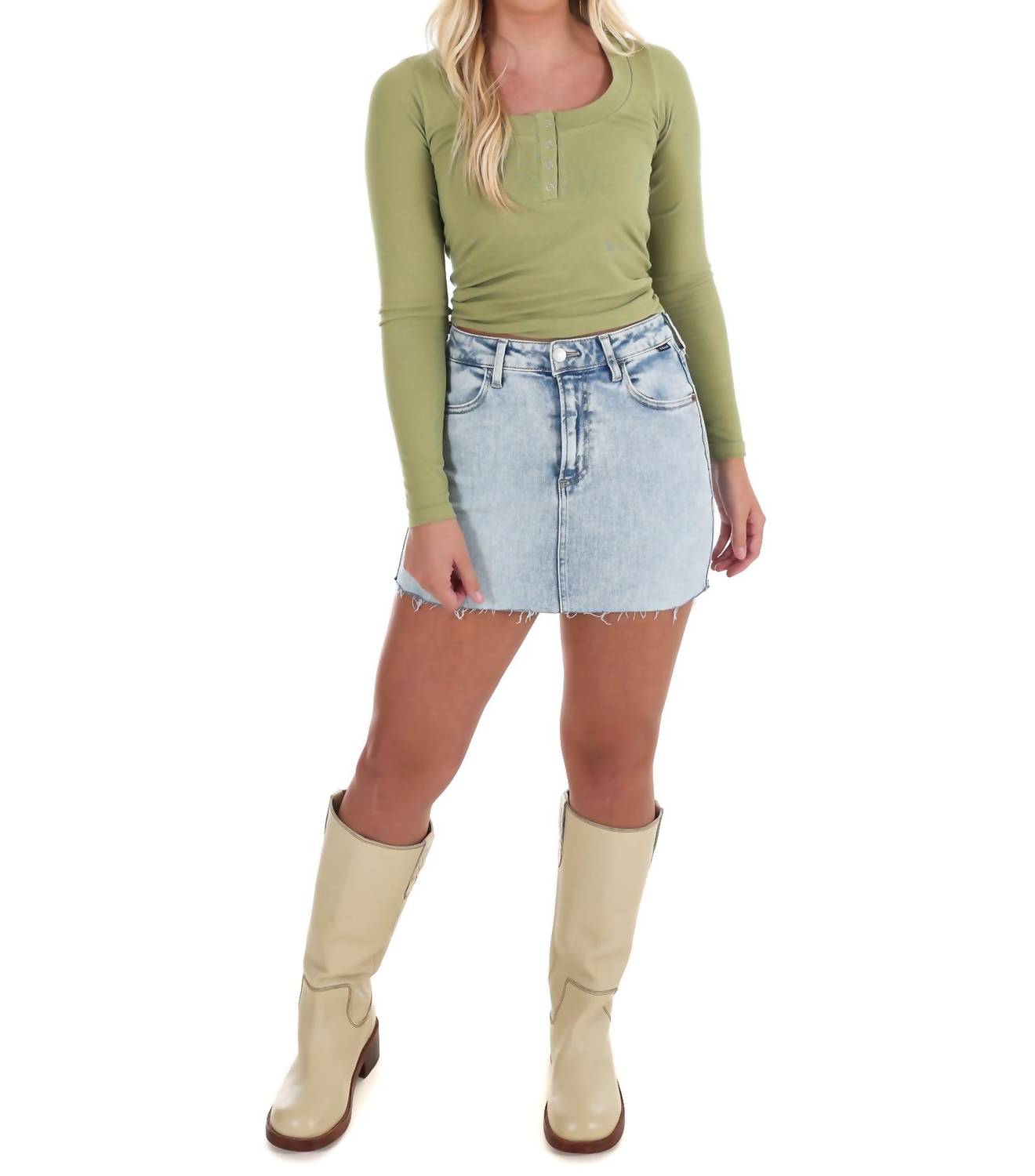 Free People Wide Awake Layering Top in mosstone - women's long sleeve top - view 4