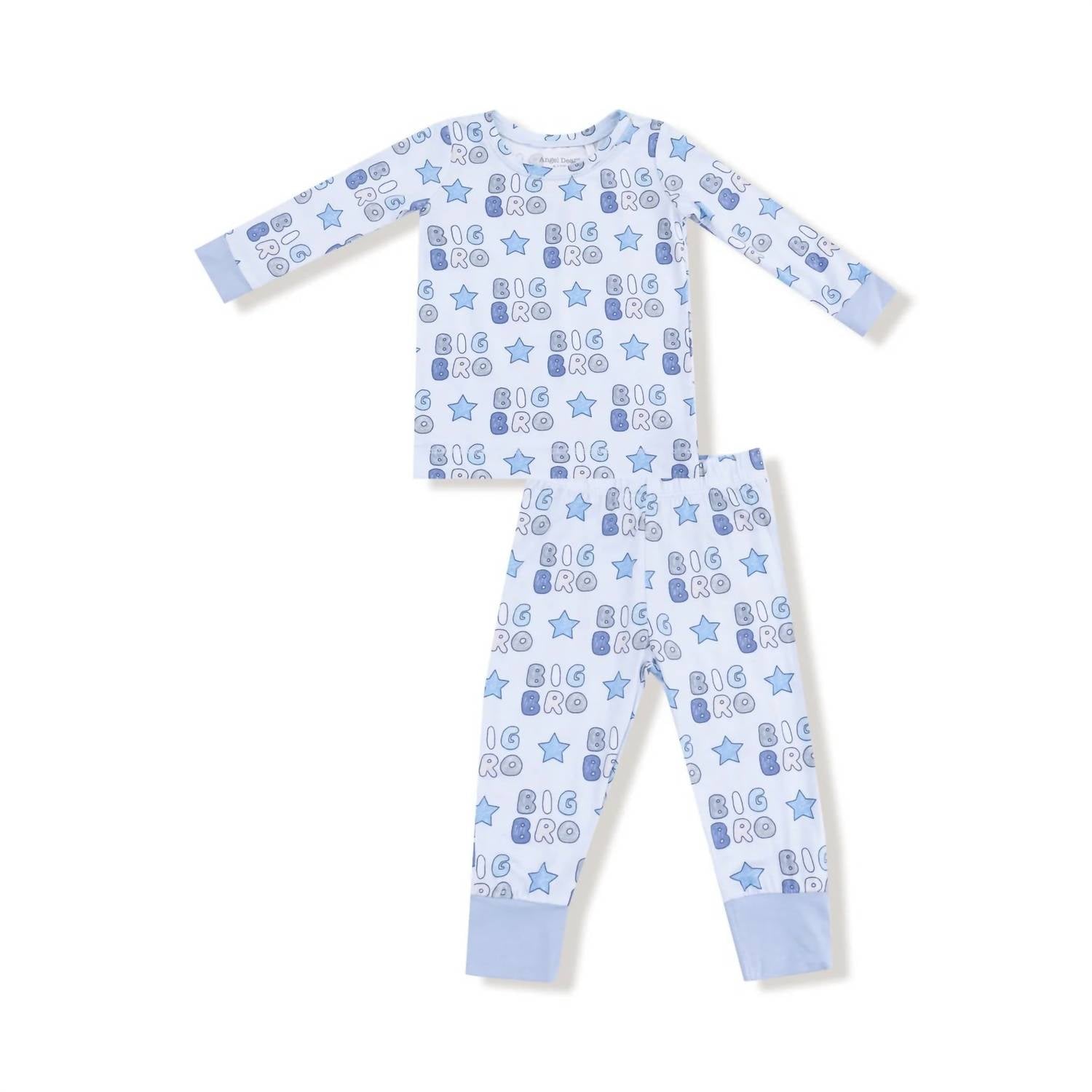 ANGEL DEAR Big Bro Long Sleeve Loungewear Set in blue - kids' sleepwear - detail view