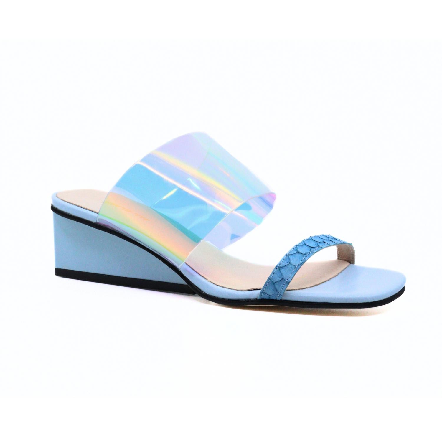 ALL BLACK Women's Clear Fish Wedge Sandals in blue - women's shoe - detail view