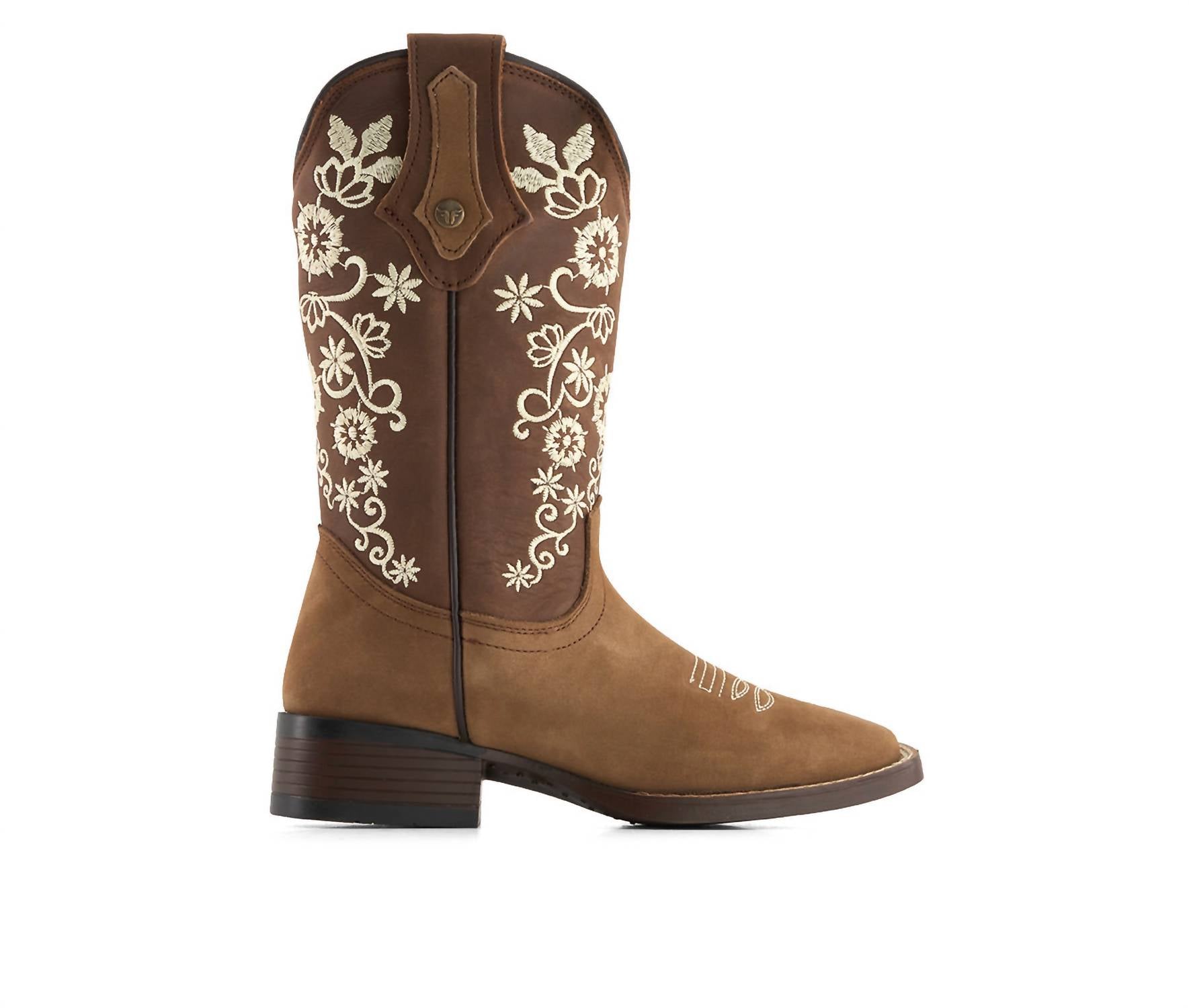 Forastero Women's Authentic Leather Flowers Embroidery Western Boots in brown 1 - women's shoe
