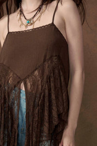 Promesa - Ruffled Lace Flyaway Maxi Camisole Top