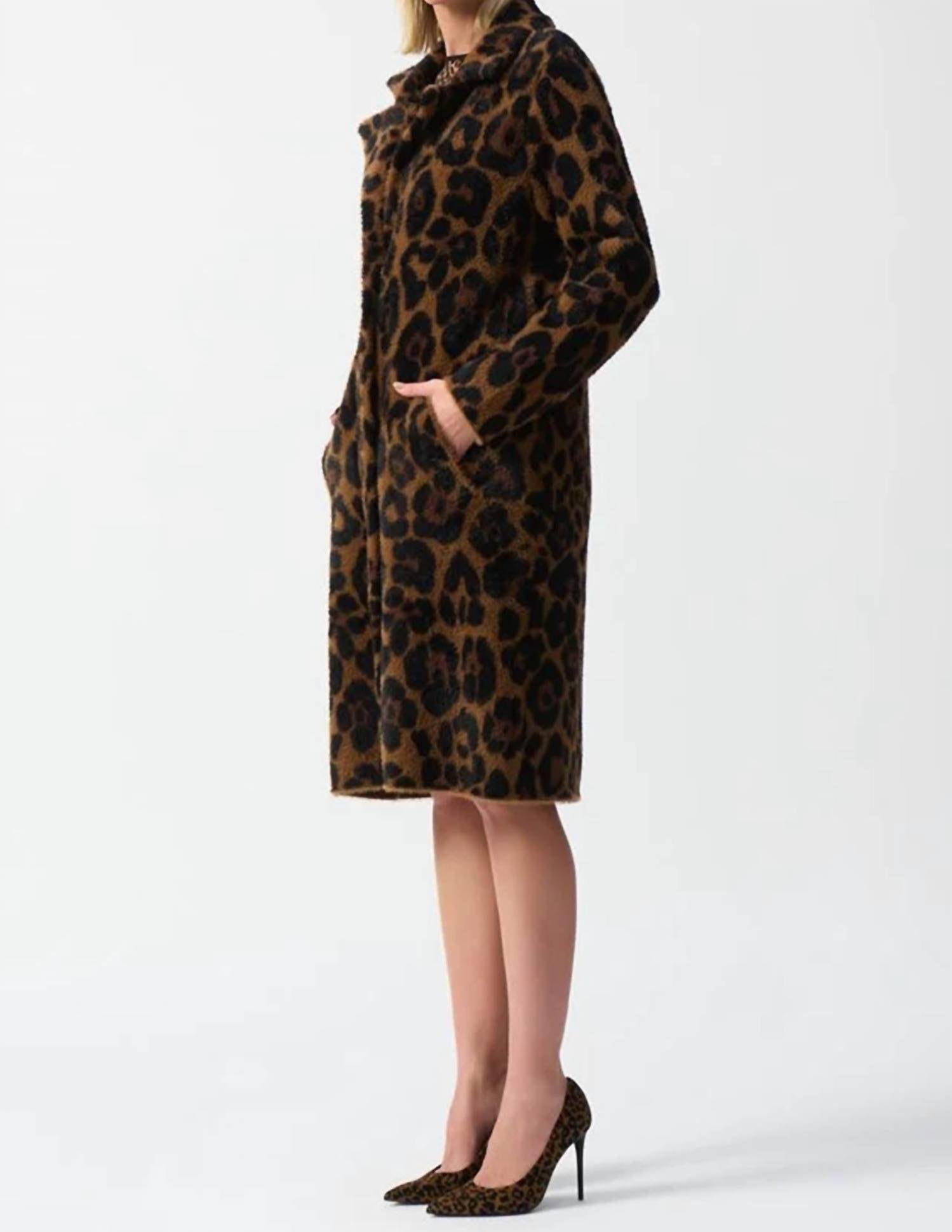 Joseph Ribkoff - Leopard Print Faux Fur Coat